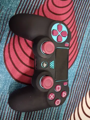 Used PlayStation DualShock 4 Controller - Black with Pink/Blue Buttons