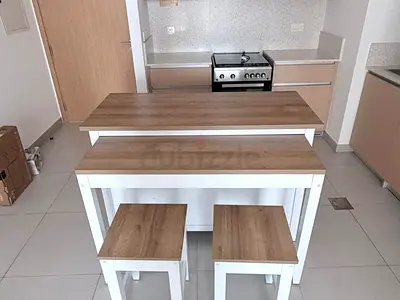 IKEA TORNVIKEN Kitchen Island + 2 Stools – Off-White/Oak