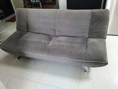 Grey futon sofa bed - convertible, good condition