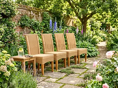 Set of 4 Wicker/Rattan Dining Chairs — Good Condition