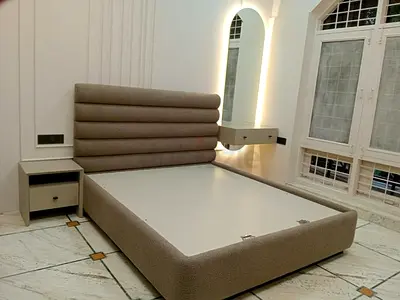 Modern upholstered king bed frame