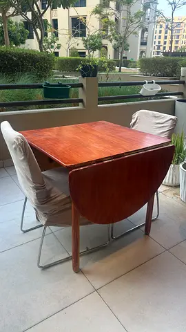 Solid Wood Drop-Leaf Dining Table (Compact, Seats 2-4) including 4 chairs