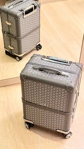 Goyard Grey Goyardine Canvas & Clamecy Cowhide Bourget PM Trolley Case