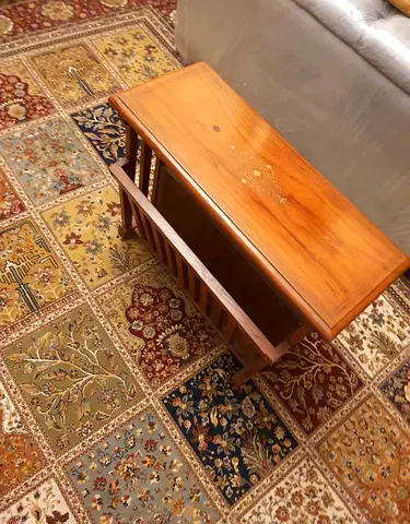 Solid Wood Side Table / Magazine Rack With Brass Inlay Work. Unused. AED 195 Only for a Quick Sale!