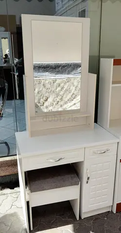 White Dressing Table with Mirror, Stool and Storage Cabinet