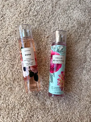 Two Bath & Body Works Fragrance Mist - Rose & Hello Beautiful (used - 80% left)
