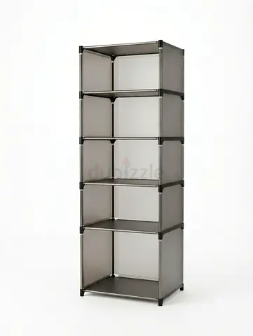 Tall 6-Shelf Modular Storage Unit - Grey Plastic/Metal Frame