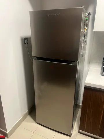 Stainless Steel Refrigerator - Good Condition, Single Door Freezer Top