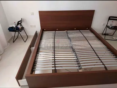 Ikea king size bed with mattress and storage drawers
