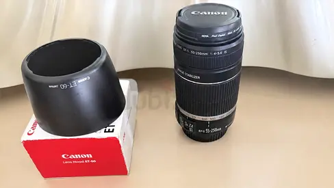 Canon EF-S 55–250mm f/4–5.6 IS lens + Hoya PRO1 Digital filter + ET-60 Lens Hood