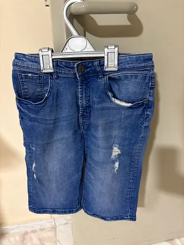 Casual blue denim shorts with slight distressing - boys