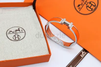 Hermès Clic H Enamel Bracelet - Orange & Silver
