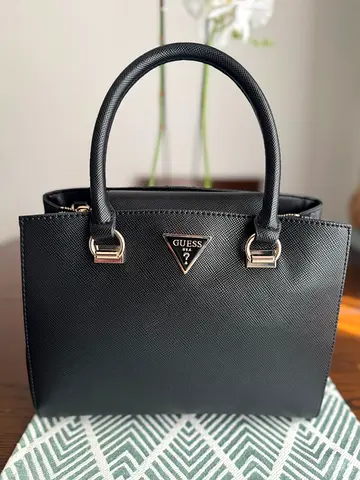 Guess Black Saffiano Leather Handbag