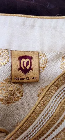 Men's traditional embroidered kurta - size XL (42), beige and gold