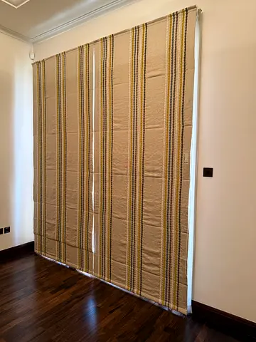 Beige striped fabric curtains - used, good condition