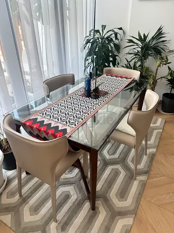 Urban Oak: Modern teak & glass rectangular dining table