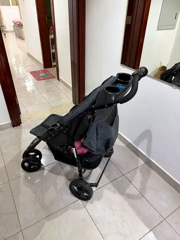 Lightweight black single baby stroller, good condition