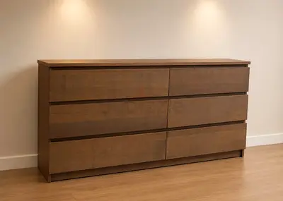 Solid Wood 6-Drawer Dresser / Sideboard - Medium Brown