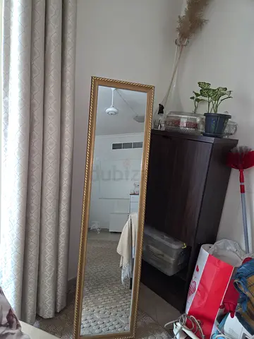 Full-length decorative wall mirror with gold frame