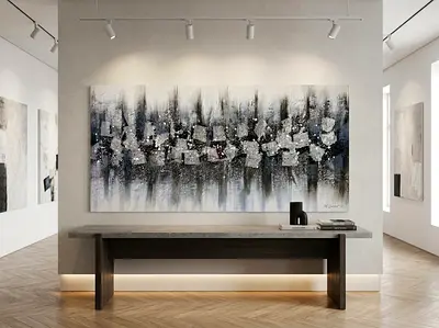 Large Abstract Canvas Painting in Neutral Tones 120 x 60 cm