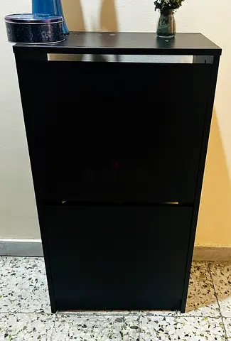 Slim black shoe cabinet / storage cupboard - good condition