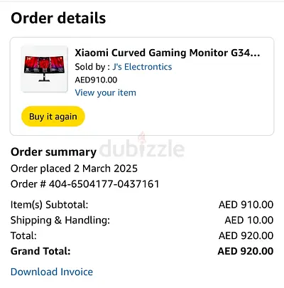 Xiaomi Curved Gaming Monitor G34 - 34-inch (used)