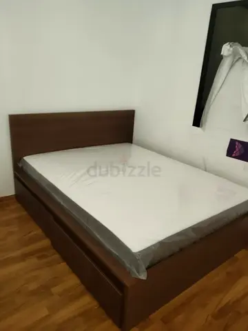 IKEA malam queen size 160×200cm bed with IKEA mattress and 2 big storage drawers underneath