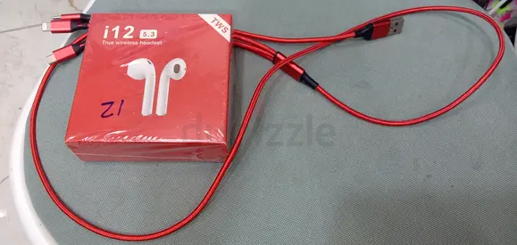 i12 TWS Wireless Earbuds (new in box) with charging cable