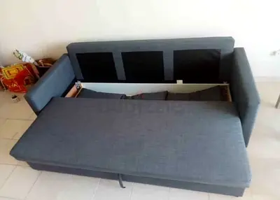 Grey Fabric Sofa Bed with Storage