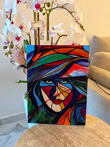 Abstract Canvas Painting Featuring a Woman's Face. Oil painting Canvas