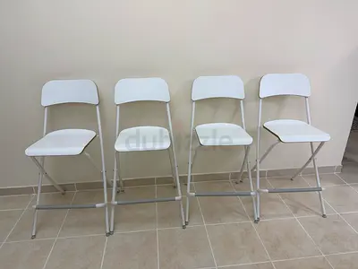 Set of 4 White Folding IKEA high Chairs - Lightweight, Good Condition