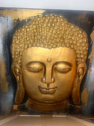Large Gold Buddha Wall Plaque - Decorative Collectible