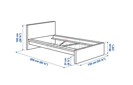 IKEA single Bed with mattress (120X210 cm) with Headboard - Solid Condition