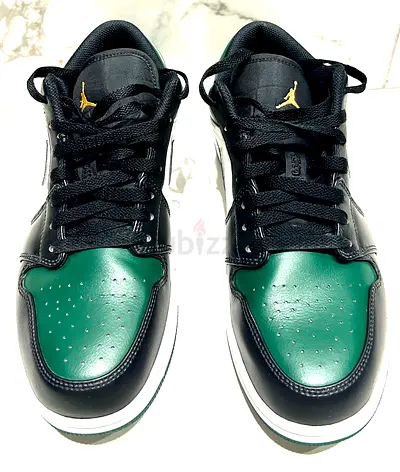 AJ Air Jordan 1 Low Bred Toe Noble Green/ White/ Black Pollen Size 10.5