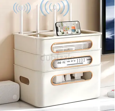 WiFi Router Storage Box (3 Layers, Apricot)
