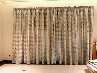 Full-length Beige Patterned Curtains - Ready to Hang, Good Condition