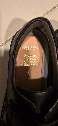 Black Geox men's leather dress shoe, size 39, lightly used