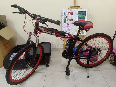 Used 26" Folding Adult Mountain Bike - Red & Black, Good Condition AED 300
