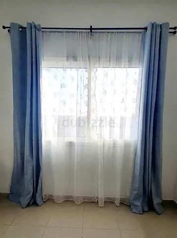 2 Blue Piece Blackout Curtain Set  - Width 1.40 x 2.65M