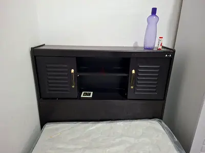 Single wood bed with side storage drawers