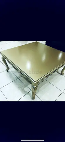 Square Metallic Finish Coffee Table with Curved Legs