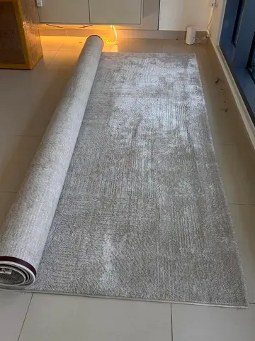 Light Grey Modern Area Rug - 3.5x2.5m (Good Condition)