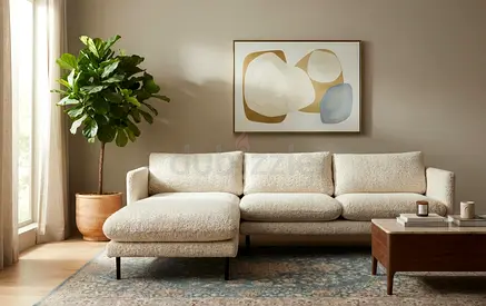 Premium Comfort Sofa
Comfortable and stylish L-shape sofa in cream color. Soft towel-type fabric, sp
