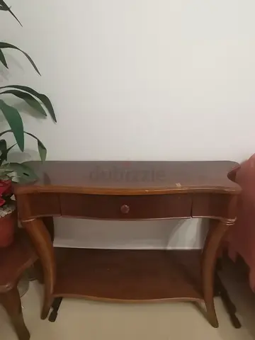 HomeBox Wooden side table / console with single drawer and lower shelf