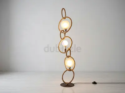 Unique Rope Loop Floor Lamp with Three Bulb Lanterns (170 cm)