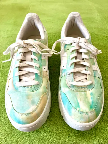 ASICS light green tie-dye casual sneakers, used, size UK 6 / EU 39