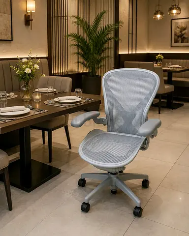 Herman Miller Ergonomic Mesh Office Chair — Light Grey, Good Condition
