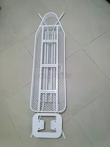White Metal Ironing Board with Foldable Legs