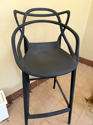 Modern Black Plastic Bar Stool with Armrests - Good Used Condition - Qty 2**
