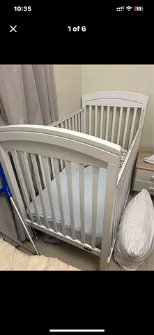 White Wooden Baby Crib — Convertible, Babyshop brand- Centerpoint